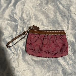 Coach‎ Signature Pleated Wristlet ~ Crimson Canvas